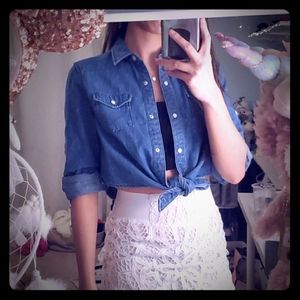 Moussy denim cropped shirt
